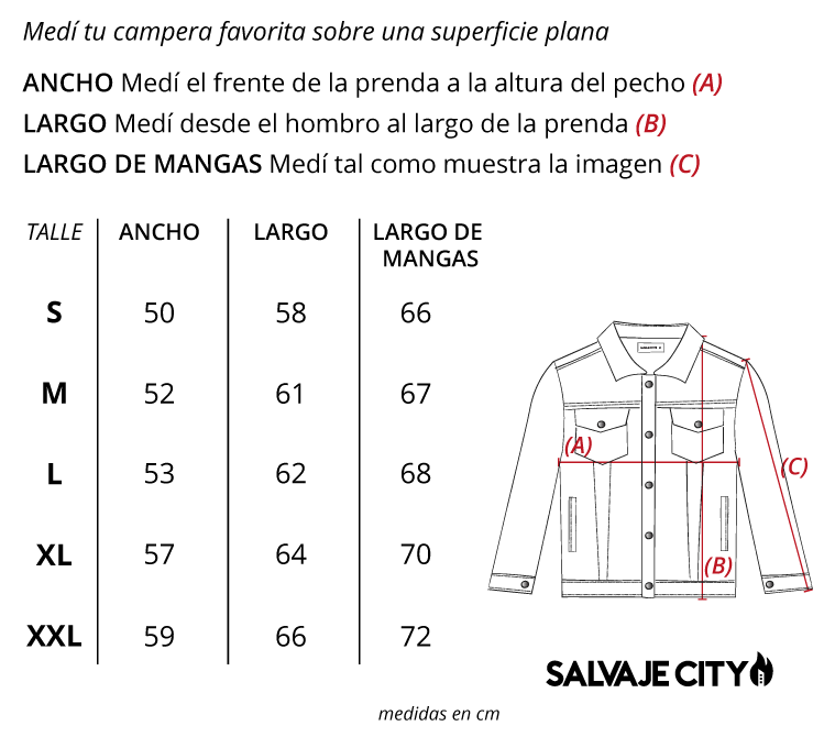 Tabla de talles campera